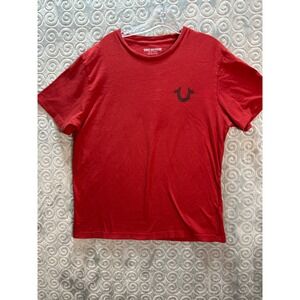 True Religion Mens XL Red T‎ Shirt Crew Neck Short Sleeve Cotton Casual  Top
